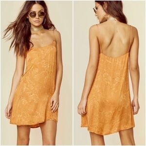 Blue life silk slip mini dress satin orange rust boho beach summer women XS